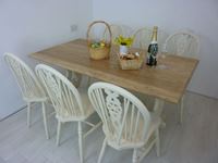 Picture of 5ft Solid Oak Bench Farmhouse Table and 6 Wheelback Chairs
