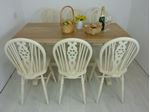 Picture of 5ft Solid Oak Bench Farmhouse Table and 6 Wheelback Chairs