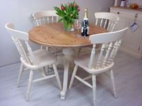 Picture of Pine Round Pedestal Table and 4 Farmhouse Chairs