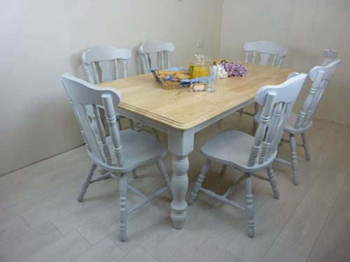 Picture of 6ft Solid Wood Farmhouse Table and 6 Chairs