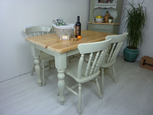 Picture of Pine Farmhouse Table and 4 Spindle Back Chairs