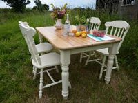 Picture of Antique Pine Farmhouse Table and 4 Chairs