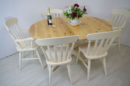 Picture of Extended Oval Pine Pedestal Table and 6 Beech Chairs