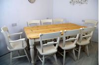 Picture of Pine 6ft Farmhouse Table and 8 Beech Oxford Bar Back Chairs