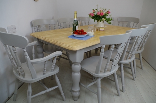 Picture of 6ft Farmhouse Table and 8 Fiddleback Chairs