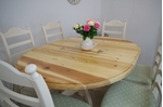 Picture of Oval pine pedestal table and 6 beech ladder backed chairs 