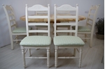 Picture of Oval pine pedestal table and 6 beech ladder backed chairs 