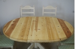 Picture of Oval pine pedestal table and 6 beech ladder backed chairs 