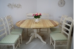Picture of Oval pine pedestal table and 6 beech ladder backed chairs 