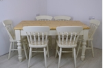 Picture of Pine Farmhouse Table with 2 drawers and 6 Beech Spindle Back Chairs