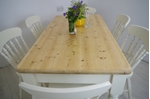 Picture of Pine Farmhouse Table with 2 drawers and 6 Beech Spindle Back Chairs