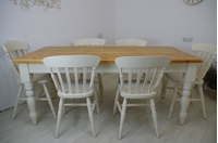 Picture of Six foot long Pine Farmhouse Table with 6 Beech Slat Back Chairs