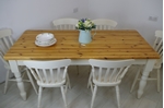 Picture of Six foot long Pine Farmhouse Table with 6 Beech Slat Back Chairs
