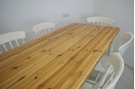 Picture of Six foot long Pine Farmhouse Table with 6 Beech Slat Back Chairs