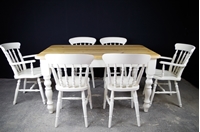 Picture of 5ft Pine Farmhouse Table + 6 Beech Spindle back chairs