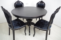 Picture of Louis French Style Round Pedestal Table + 4 Chairs in Black