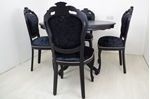 Picture of Louis French Style Round Pedestal Table + 4 Chairs in Black