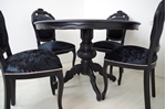 Picture of Louis French Style Round Pedestal Table + 4 Chairs in Black