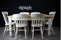 Picture of Rustic Pine 5ft Farmhouse table + 6 Spindle Back chairs