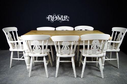 Picture of 6ft Country Pine Farmhouse Table + 8 Beech Fiddleback Chairs.