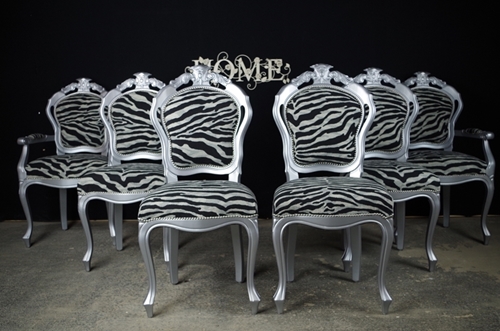 Picture of Silver Louis-Style Chairs with Zebra Print Fabric