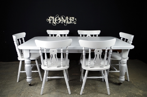 Picture of Antique Victorian Wind-out Table with 6 Fiddleback Chairs