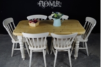 Picture of 5ft Pine Farmhouse Table + 6 Beech Slat Back Chairs