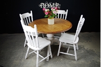 Picture of Round Pedestal Pine Table + 4 Farmhouse Chairs