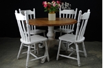 Picture of Round Pedestal Pine Table + 4 Farmhouse Chairs