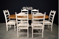 Picture of Oval Pine Twin Pedestal Table + 6 beech ladder backed chairs 