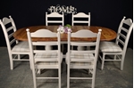 Picture of Oval Pine Twin Pedestal Table + 6 beech ladder backed chairs 