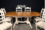 Picture of Oval Pine Twin Pedestal Table + 6 beech ladder backed chairs 