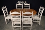 Picture of Oval Pine Twin Pedestal Table + 6 beech ladder backed chairs 