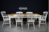 Picture of 6ft Country Pine Farmhouse Table + 6 Beech Fiddleback Chairs.