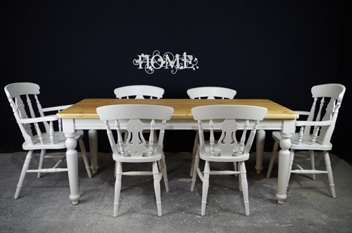 Picture of 6ft Country Pine Farmhouse Table + 6 Beech Fiddleback Chairs.