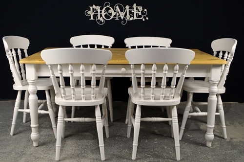 Picture of Country Pine Farmhouse Table + 6 Beech Spindle back chairs