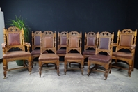 Picture of Antique Carved Oak Dining Chairs c1890