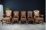 Picture of Antique Carved Oak Dining Chairs c1890
