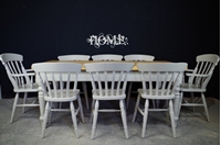 Picture of Lightly Distressed 6ft Pine Farmhouse Table + 8 Beech Slatback Chairs.
