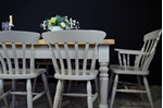 Picture of Lightly Distressed 6ft Pine Farmhouse Table + 8 Beech Slatback Chairs.