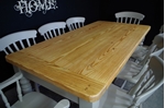 Picture of Lightly Distressed 6ft Pine Farmhouse Table + 8 Beech Slatback Chairs.