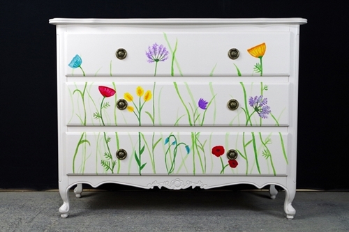 Picture of 3 Drawer Chest - Original Flower Art 