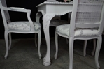 Picture of Large Vintage Carved Edge Dining Table + 8 Bergere Style Chairs