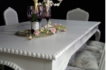 Picture of Large Vintage Carved Edge Dining Table + 8 Bergere Style Chairs
