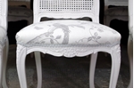 Picture of Large Vintage Carved Edge Dining Table + 8 Bergere Style Chairs