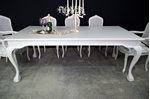 Picture of Large Vintage Carved Edge Dining Table + 8 Bergere Style Chairs