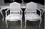Picture of Large Vintage Carved Edge Dining Table + 8 Bergere Style Chairs