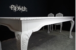 Picture of Large Vintage Carved Edge Dining Table + 8 Bergere Style Chairs