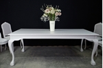 Picture of Large Vintage Carved Edge Dining Table + 8 Bergere Style Chairs