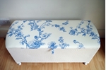 Picture of Vintage Lloyd Loom Ottoman - Blue Flowers Toile
